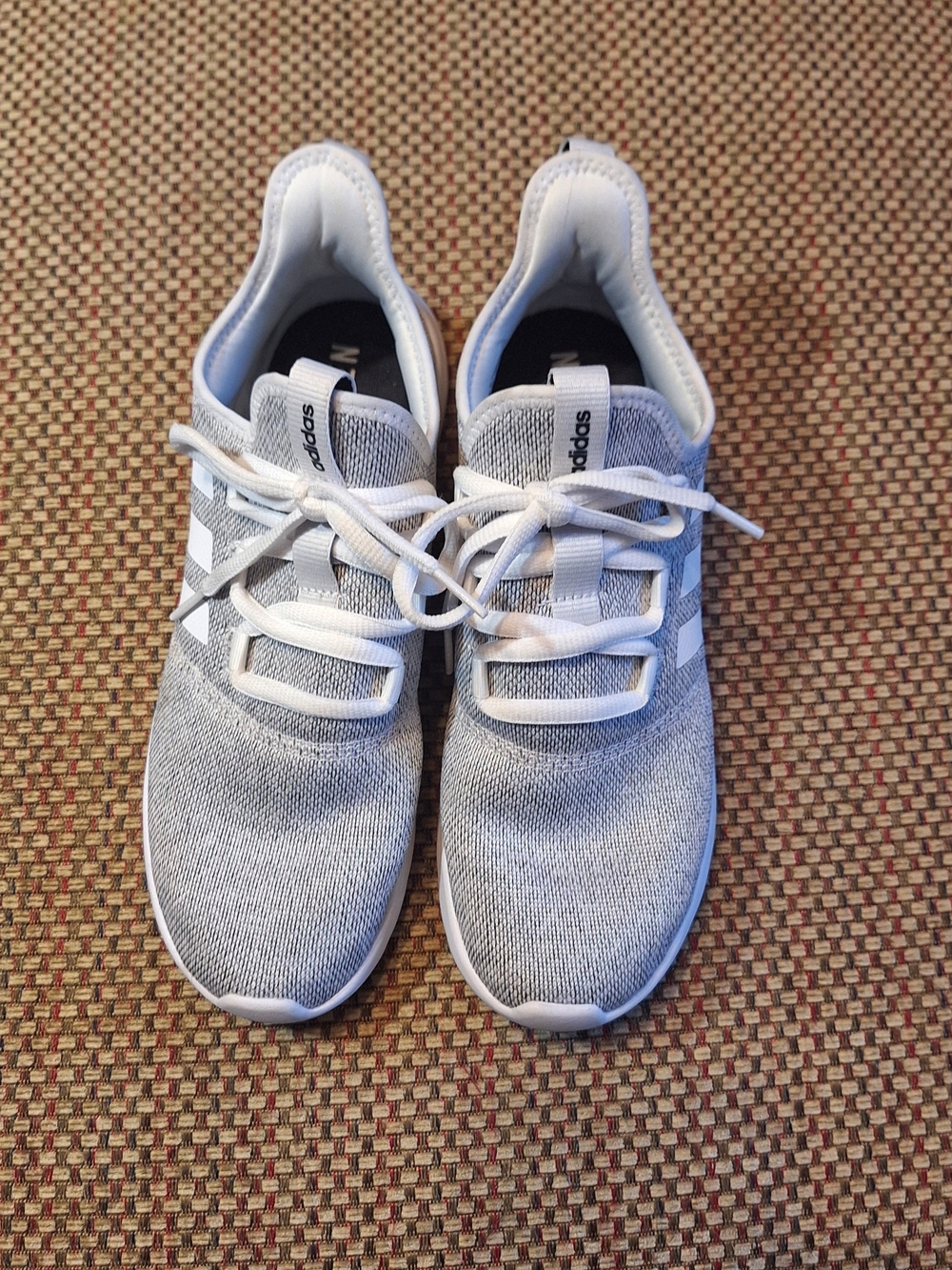 adidas Cloudfoam Grey and Cloud White Lace-Up Breathable Mesh Sneakers